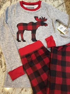 Eddie Bauer Moose Holiday kids Unisex Pajama Sleep Set Size 6 New - Picture 1 of 9