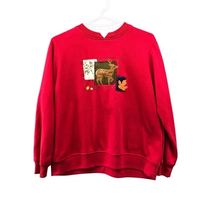 VTG Studio Works Holiday Sweatshirt Womens SP Embroidered Crewneck Reindeer - Image 1 of 4
