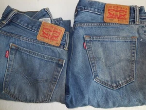 Men's Blue Levi's 505 Straight Fit Stretch Denim Jeans Tag 34x32  - Picture 1 of 12