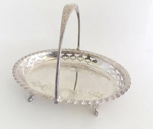 Silverplate Swing Handle Footed Dish Walker & Hall Sheffield 1925 Vintage - Picture 1 of 5