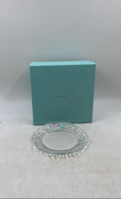 Tiffany & Co. Clear Rock Cut Design Round Crystal Dinner Plate In Box - Image 1 of 4