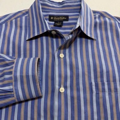 Camisa Brooks Brothers Para Hombre L Vestido Multicolor a Rayas Hecha en EE. UU. Tejida en Italia Foto 1 de 4