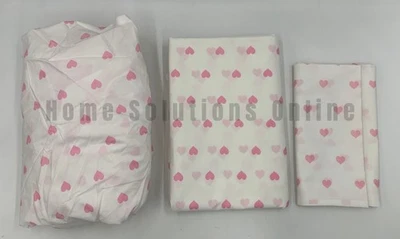 Juego de sábanas Pottery Barn Kids corazón percal orgánico blanco rosa doble #9862B LEER Foto 1 de 4