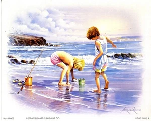 Vintage Lithographie Druck "Beachcombers" von Andres Orpinas - Strathfield Art Publ - Bild 1 von 3