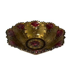 Vintage Goofus Glass Bowl Roses Pattern 9" - Picture 1 of 7
