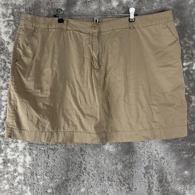 Pantalón Corto Informal Frente Plano Talla Grande 24W Beige Botón Cremallera Bolsillo Exterior Foto 1 de 4