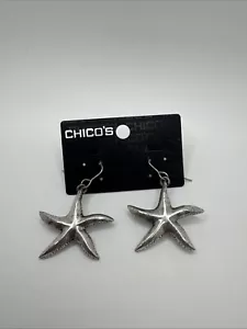 Chico's Earrings Silver Sea Star Star Fish NEW Hypo-Allergenic - Picture 1 of 5