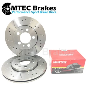 BMW E46 330d 330i 330ci Front MTEC Drilled Grooved Brake Discs & Mintex Pads - Picture 1 of 9