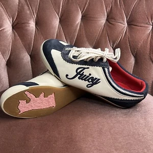 Raros Juicy Couture Elsa Zapatos de Boliche Tenis Script Spellout Mujer 8,5 - Imagen 1 de 9