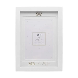 5"x7" Mr & Mrs Photo Frame Wedding Engagement White Minimalist Picture Keepsake - Picture 1 of 3