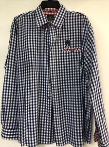 Kitzo Alpen Austria Mens Blue Plaid Shirt Sz 43 EU - Picture 1 of 3
