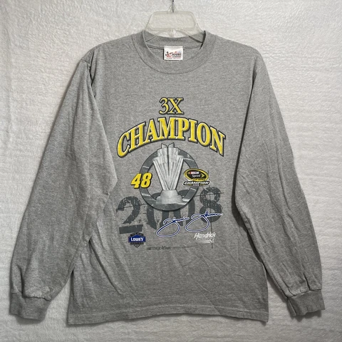 Vtg 2008 Jimmie Johnson Shirt Chase 3X Champion Long Sleeve Gray Adult Medium Cover