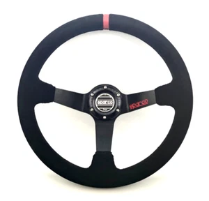 350mm Suede Leather Deep Dish Steering Wheel Fit for MOMO hub SPC Drifting Red S - Picture 1 of 6