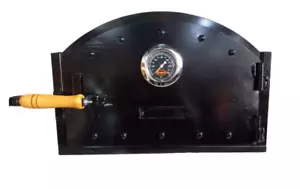 Door for Wood-Fired Oven | Made of Sheet Metal | With Clock and Viewer - Picture 1 of 7