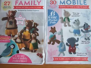 2 x Sewing Pattern Make & Sew Toys Baer Family Felt Friends Mobile New & Uncut