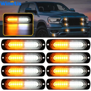 8X LED Emergency Truck Car Warning Flash Amber/White Light Strobe Bar Waterproof - Picture 1 of 12