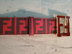 Fendi leather belt red fits 24 - 38 waist big buckle