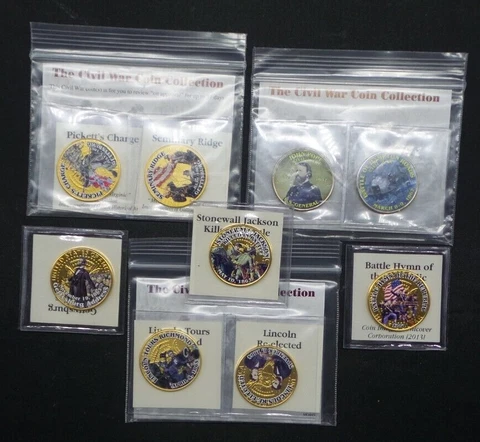 The Civil War Coin Collection 9 Colorized Kennedy Half Dollar Coins - B213 Cover