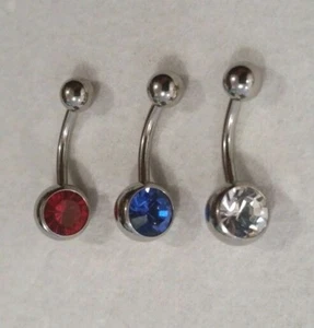 Bauchnabelring 3er Set Titan mit Schmucksteinen - Bild 1 von 2