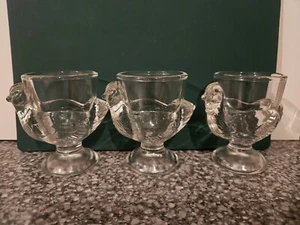 Luminarc 3 piece Glass Hen Boiled Egg Cup Holder Clear Kitchen Breakfast Serving - Picture 1 of 2