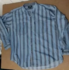 Vintage Hunt Club Shirt Men's XLT Blue Denim Stripped Cotton Button Down 90s - Picture 1 of 16