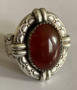 Toller Vintage Navajo Sterlingsilber Ring Größe 9 großer Karneol - Bild 1 von 17