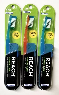 3 Reach зубная щетка кристалл чистый средний щетина зубные щетки Бесплатная доставка - Изображение 1 из 4