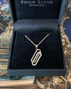Contemporary Diamond Paperclip Pendant 18ct Rose Gold 0.14ct - Picture 1 of 3