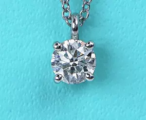 $3,250 Tiffany & Co Platinum 0.33ct VS1 Round Diamond Solitaire Pendant Necklace - Picture 1 of 8