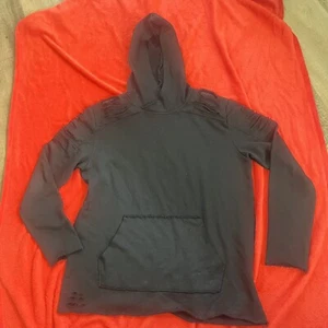 STANDARD ISSUE NWOT Streetwear Men XL Distressed Ripped Hoodie Sweatshirt Black - Picture 1 of 14