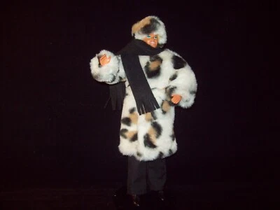 Kens White, Black & Tan Faux Fur Coat w/ White Velour Lining + Hat { Snap } - Image 1 of 3