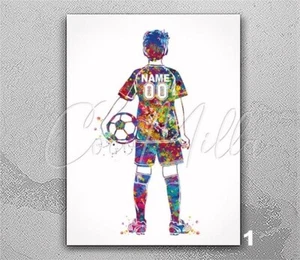 Fútbol Personalizado Jugador Acuarela Estampado Hombre Niño Fútbol 2547 - Imagen 1 de 16