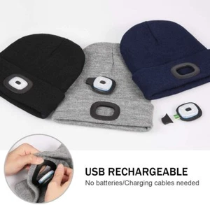 Gorro de invierno cálido gorro de punto con luz LED recargable USB Beanie Portwest gorro - Imagen 1 de 1