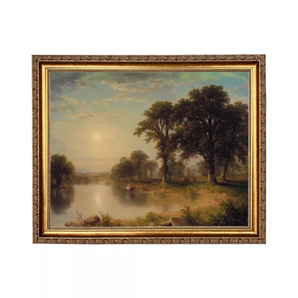 Summer Afternoon Framed Nature Landscape Oil Painting Print on Canvas