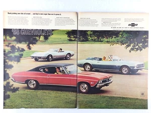 Chevelle, Corvette, Camaro 1967 10 x 20 anuncio impreso original vintage 2 páginas repartidas - Imagen 1 de 1