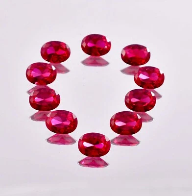 50 Pcs Natural Flawless Mozambique Red Ruby Oval Cut Loose Gemstone Certified - Image 1 of 4