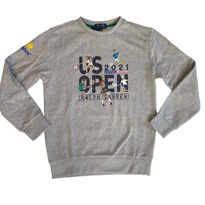 Nuevo Niños Niños Polo Ralph Lauren Gris US OPEN Polar Sudadera Suéter L 14-16 Foto 1 de 4
