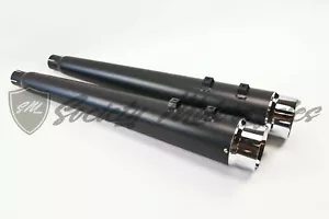 Electra Glide Harley Black Megaphone Slip-On Mufflers Exhaust Pipes Touring - Picture 1 of 4
