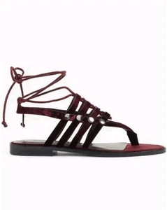NEW Rebecca Minkoff Evonne Acai Suede Velvet Gladiator Lace-Up Sandals 6 $150 - Picture 1 of 15
