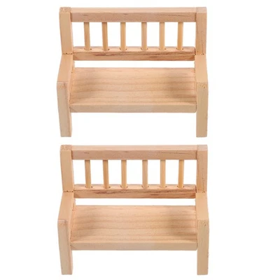  2 Pcs Miniature Park Bench Furniture Prop Dollhouse Rustic Chair - Bild 1 von 4