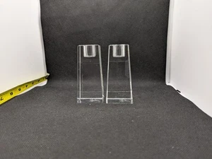 Oleg Cassini Kelly Pair of 4” Fine Crystal Candlesticks NWOP - Picture 1 of 8