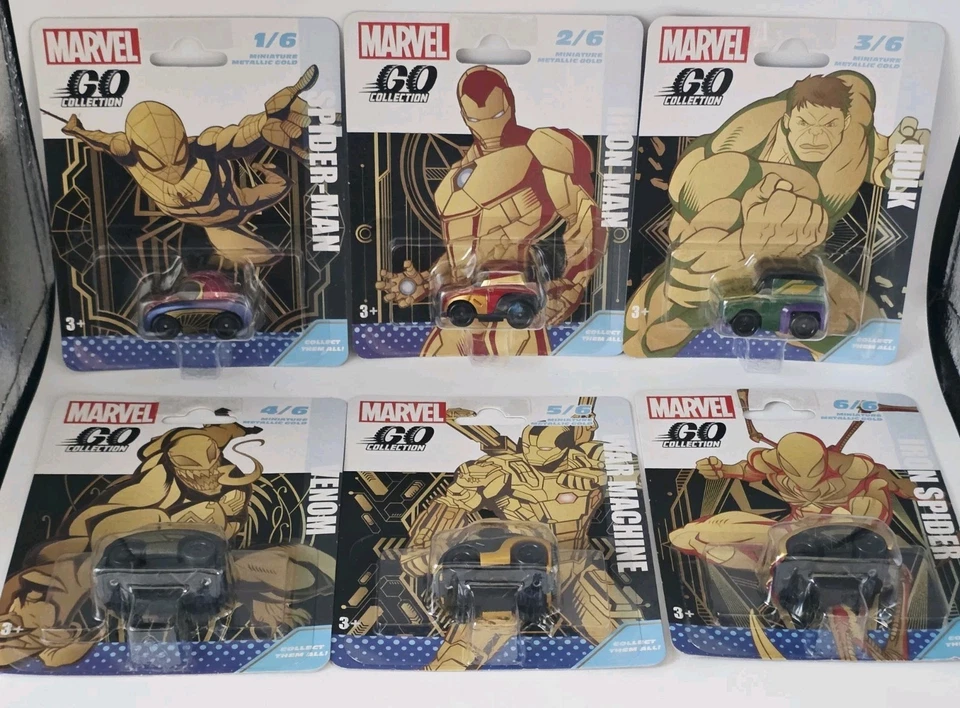 MARVEL GO COLLECTION IRON MAN HULK SPIDER-MAN WAR MACHINE MILES DIECAST CAR SET