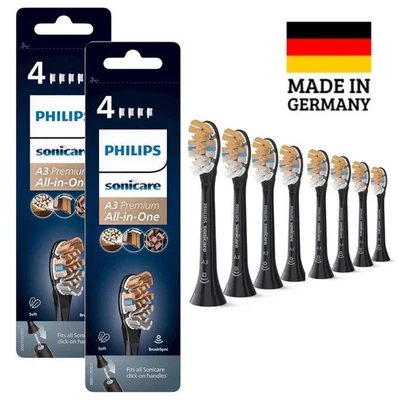 4/8 Stück Philips A3 Premium All-in-One HX9094/11 Schwarz/Weiß Sonicare NEU OVP~