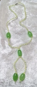 VTG CZECH GLASS /CRYSTAL GREEN BEADED LARIAT NECKLACE - Picture 1 of 8