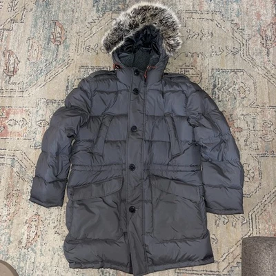 LANDS'END MENS GRAY DOWN PARKA HOODED COAT JACKET~L - Image 1 of 4