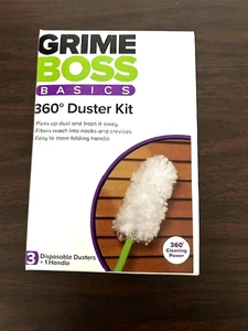 NEW Grime Boss Basics 360° Duster Kit with 3 Dusters & Handle Dust Cleaning - Picture 1 of 8