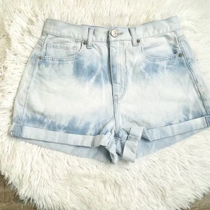 AEO pantaloncino jeans mamma blu chiaro tie-dye arrotolato taglia 6 - Foto 1 di 9