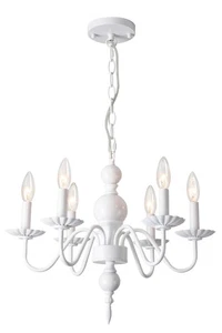 Weißer Kronleuchter Modern Bauernleuchter Beleuchtung 6 Leuchten Französisches Landhaus... - Bild 1 von 7