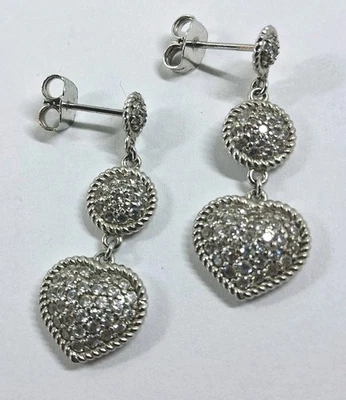 Earrings Rebecca Bronze Hanging With Zircon Cubic Faceted and Heart - Image 1 of 4