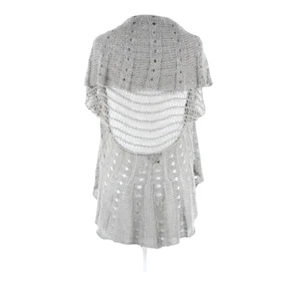 Cartise Sz L Taupe Crochet Asymmetrical Open Weave Boho Knit Vest Wrap - Picture 1 of 7